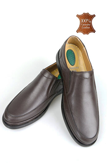 Wallerjon Men's Genuine Leather Daily Orthopedic Flexible Dad Shoes with Heel Gel
