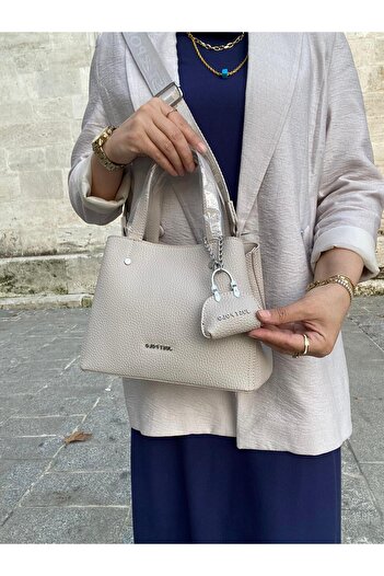 H&D COLLECTİON 4-Compartment Soft Leather Long Strap Very Useful Hand and Shoulder Bag with Charm Gift