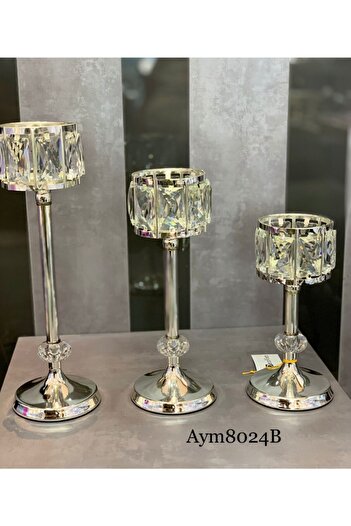 decovien 3-Piece Crystal Stone Candlestick