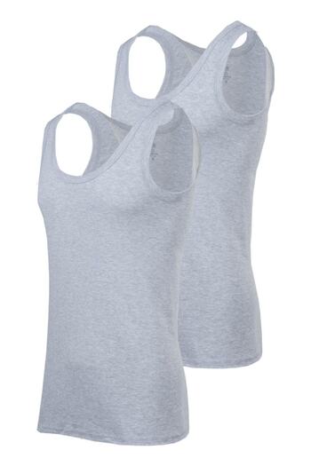 BSM 2-Piece Men's Gray Melange Cotton High Quality Flexible Comfortable Rib Fabric Undershirt