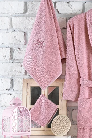 Güvenal Rüya 2 Piece Embroidered Bathrobe | Bathrobe Set | Dowry set