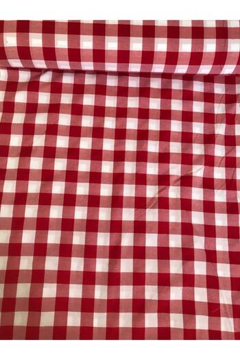 BELMODMODA Red White Large Plaid Checked Zephyr Fabric