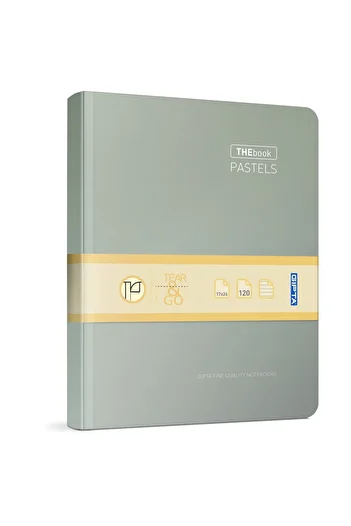 Gıpta دفتر ملاحظات The Book باستيل 17x24 160 ورقة 4 أقسام بغطاء صلب (3048) رمادي مخطط
