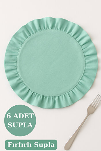 Morlay 6-Piece American Dinner Plate Set - Ruffled 40 cm - Mint Green
