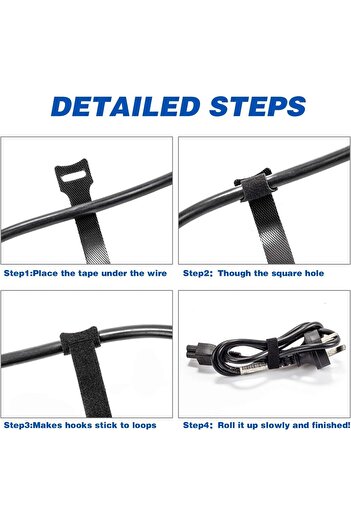 Generic 80-Piece Reusable 6-inch Black Hook & Loop Cable Ties - Adjustable Wire Organizer