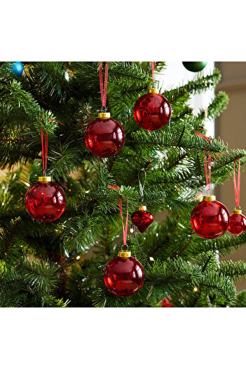 IKEA VINTERFINT Tree ornament, bauble glass/red, 6 cm