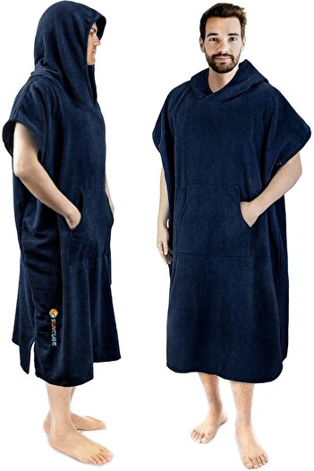 Generic SUN CUBE Surf Poncho Changing Robe with Hood, Quick Dry Microfiber, Navy