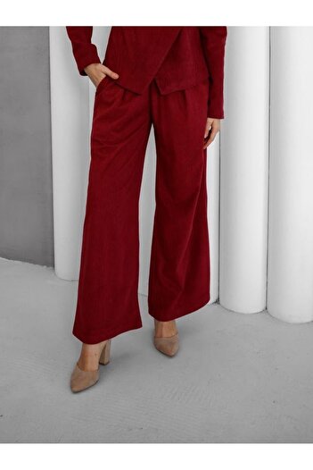 EsSo butik Wide Leg Corded Fabric Velvet Plazzo Trousers