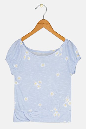 Levi's Kids Girl Floral Print Short Sleeve Top, Light Blue