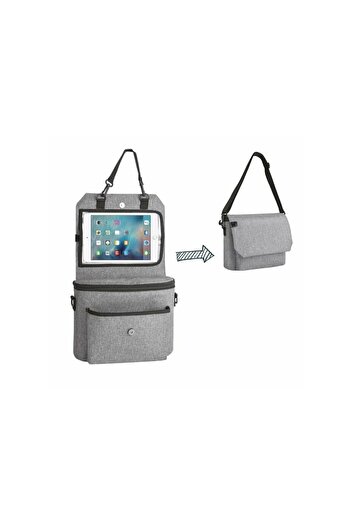 FreeON Car and stroller organizer 3-in-1, convertible to mom bag, with tablet holder, pockets, Grey