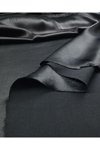 Kumaş Parça Satin Viscose in Black Color (Width 145 cm X Length 130 cm)