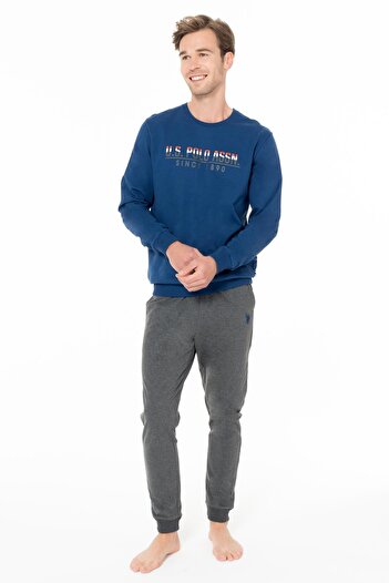 U.S. Polo Assn. Men's Crew Neck, Long Sleeve, Pocket Detail, Slim Fit, 2 Thread Bottom Top Set