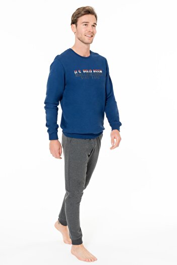 U.S. Polo Assn. Men's Crew Neck, Long Sleeve, Pocket Detail, Slim Fit, 2 Thread Bottom Top Set