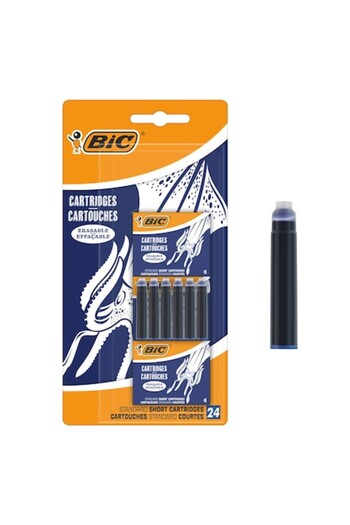 SHOPIENS Rezerve de cerneală pentru pix BIC, set de 24, albastre