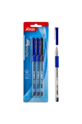 SHOPIENS Set de pixuri A-Plus Pro Slide Soft Grip, albastru și negru, 3 piese