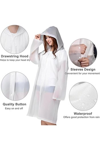 Generic Cosowe Rain Ponchos for Adults Reusable, 2 Pcs Raincoats for Women Men with Hood and Drawstring