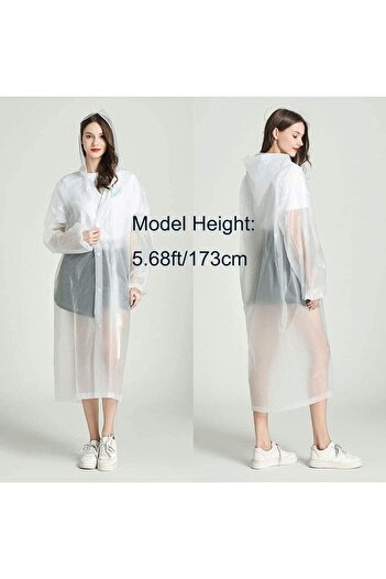 Generic Raincoat Rain Poncho for Adults - EVA Reusable Waterproof Raincoat with Hood & Elastic Sleeves
