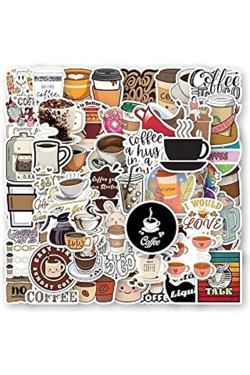 Generic Cute Funny Coffee Vinyl Waterproof Stickers for Laptop & Water Bottle, 50 Pieces
