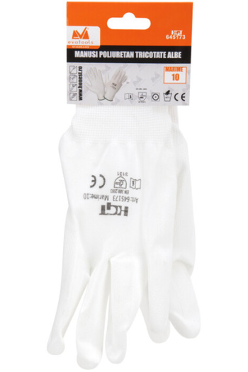 Evotools White Knitted Polyurethane Gloves 10