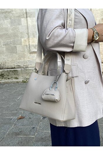 H&D COLLECTİON 4-Compartment Soft Leather Long Strap Very Useful Hand and Shoulder Bag with Charm Gift