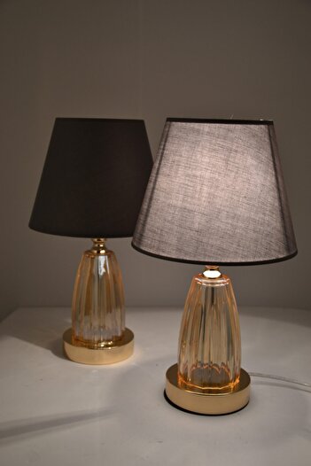 AbajurAksesuar Kuba Gold - Gray Lampshade 2 Pieces