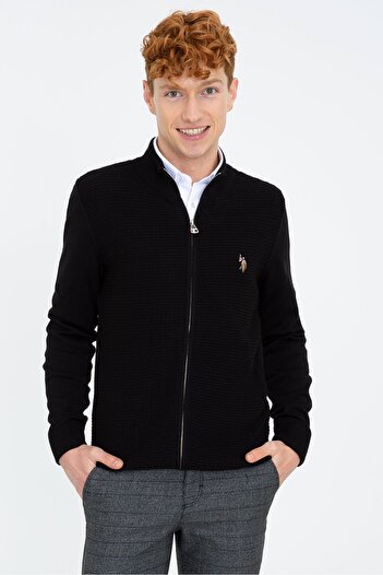 U.S. Polo Assn. Μαύρη ανδρική ζακέτα