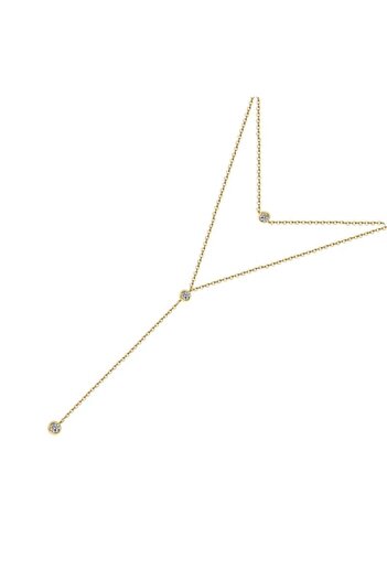 MisBoho Anti-Tarnish and Gold Color Crystal Stone Thin Chain Necklace