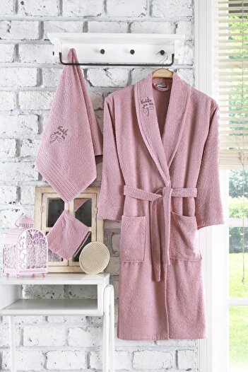 Güvenal Rüya 2 Piece Embroidered Bathrobe | Bathrobe Set | Dowry set