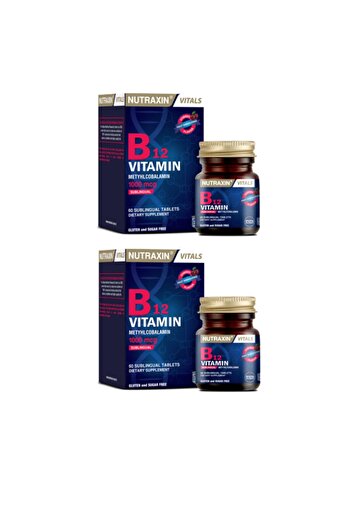 Nutraxin Vitamin B12 - 1000 Mcg 60 Sublingual Tablets, X2 Pieces