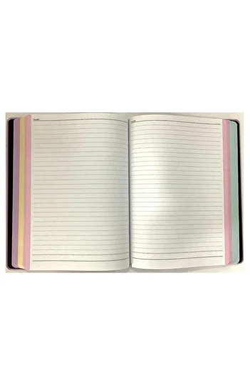 Gıpta Pastel Grey Lined Notebook - 20X28, 400 Sheets, 4 Compartments, Hard Cover (3485)