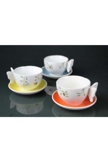 Limbo Home Porcelain Cup Set 6 Pieces Butterfly
