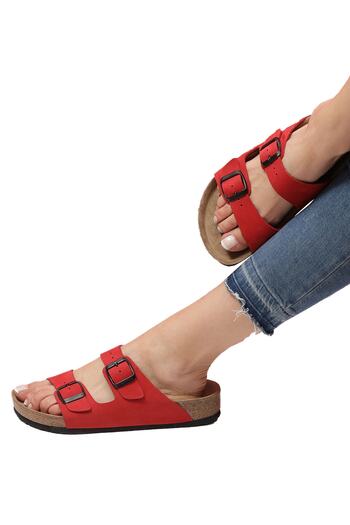 Bequemere Akela Cork Based Genuine Leather Double Banded Orthopedic Unisex Slippers