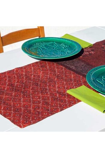 Nomads Felt Natural Wool-Silk Runner Tablecloth 3| Claret Red| Nomads Felt