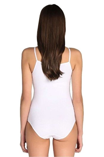Tutku Elit Modal Rope Strap Hook Cotton Elastane Women's Zıbın Bodysuit 2004