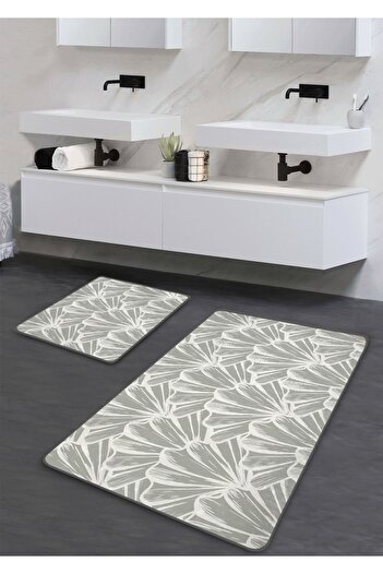 Pilloveland Non-Slip Base Washable 2-Piece Bath Mat - Shell Patterned 60*100 cm - 50*60 cm