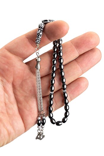 OTTOTESBİH Men's Gift Barley Cut Hematite Prayer Beads