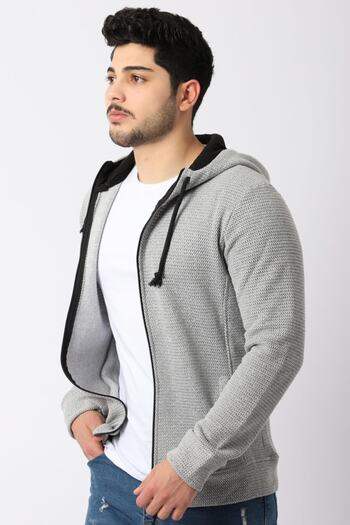 Stilkombin Style Combination Knitted Hooded Zippered Cardigan Spr 1148