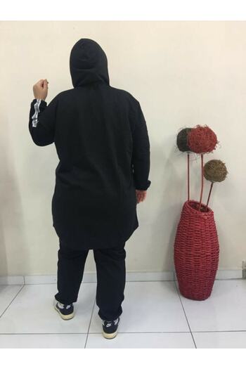 BAV Butik Ayvitrin Casual Black Tracksuit Set - Women's Plus Size