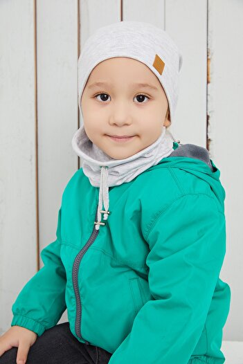 Babygiz Baby Boy Child Melange Rope Detailed Hat Beanie Neck Collar Cotton Camisole