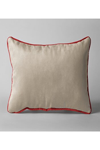 Alacastore Beige Throw Pillow Cover with Red Piping 43x43