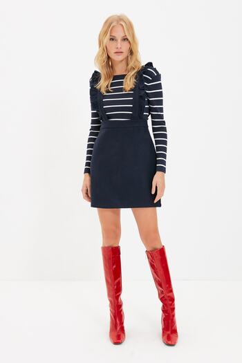 Trendyol Collection Tkané šaty Mini Gilet v námořnické modré TWOAW20EL0292
