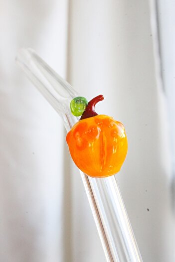 ADAMODART Apricot Figured Single Glass Straw