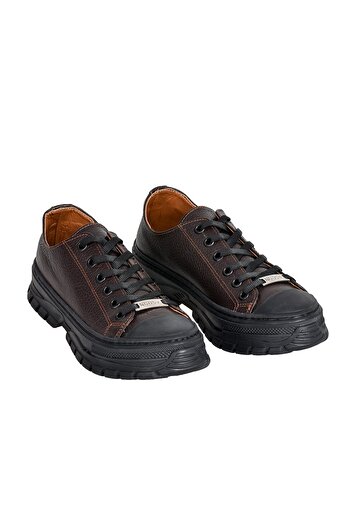 NOOSY Dark Brown Genuine Leather Women's Sneakers - Model440583