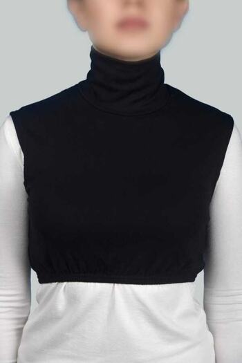 Altobeh Zero Sleeve Turtleneck Full Neck Lycra Combed Cotton Women's Half Body - Black