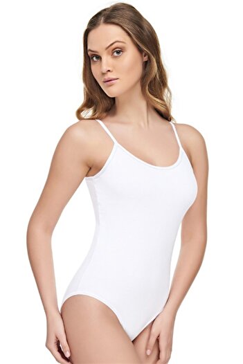 Tutku Elit Modal Rope Strap Hook Cotton Elastane Women's Zıbın Bodysuit 2004