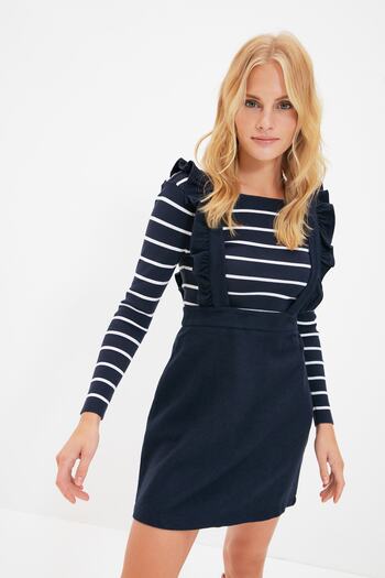 Trendyol Collection Tkané šaty Mini Gilet v námořnické modré TWOAW20EL0292