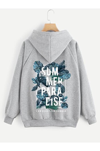 Relax family xf Γκρι φούτερ με στάμπα Summer Paradise Oversize