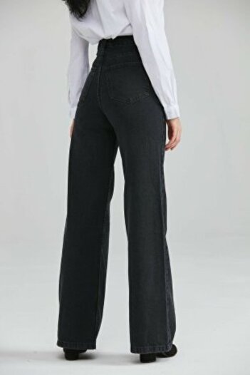 Ramrod Alamode Black Lycra Loose Wide Leg Jean - Super High Waist Colorfast τζιν παντελόνι