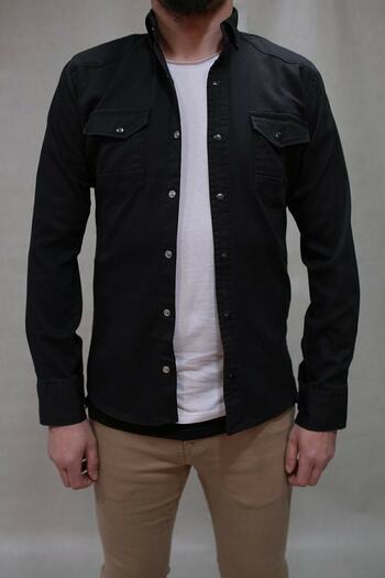 çerme Men's Denim Shirt Black