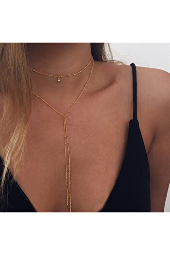 MisBoho Non-Tarnish Gold Color Double Chain Necklace